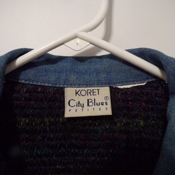 Koret City Blues Petites Blues & Reds 6 Button Jean Collar Cell Pocket Jacket - Picture 6 of 6